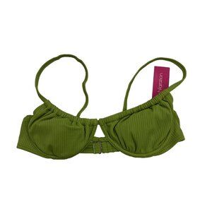 Xhilaration Womens Size S Bikini Swim Top Green Ribbed Underwire Adjustable